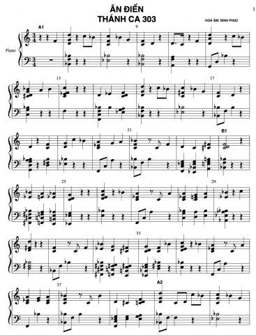 Thánh ca Ân Điển Sheet Piano